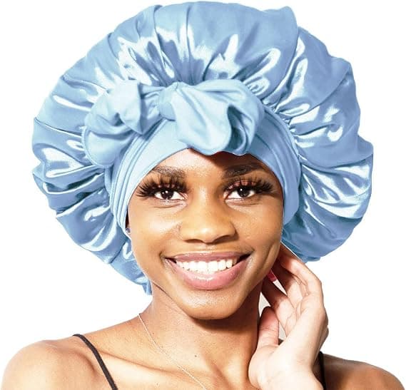 Stor Queen Jumbo Satin Bonnet, Siden Sovhatt Stretch Garn