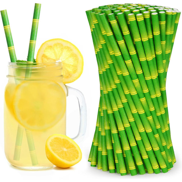 100 st Reusable Pappersugrör, Färgglada Randiga Sugrör för Mason