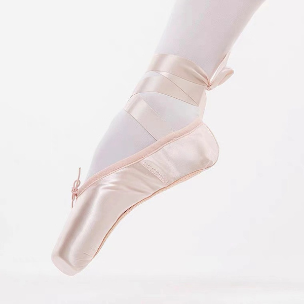 Satin Dansesko Halvpointe Ballet Slipper med Pink Bånd