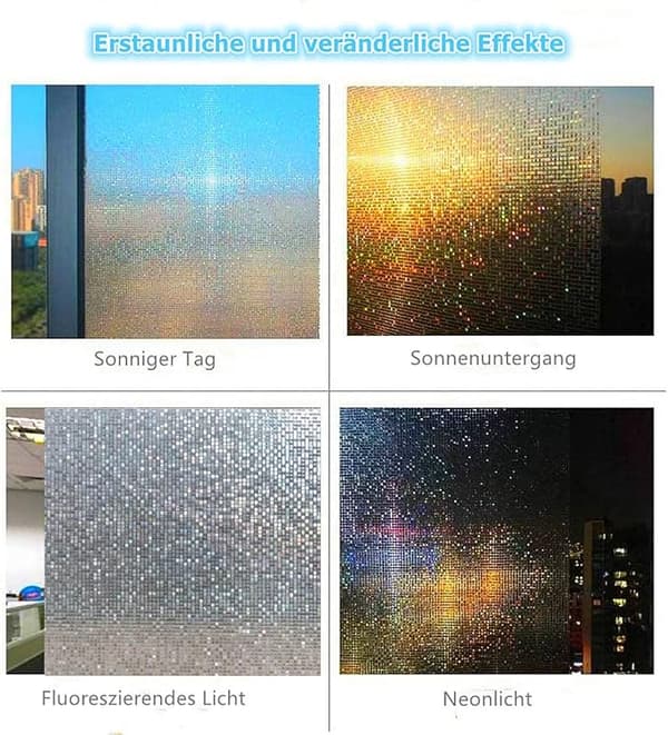 3D vindusfolie (transparent - mosaikk, 45cm*1m) Regnbueeffekt