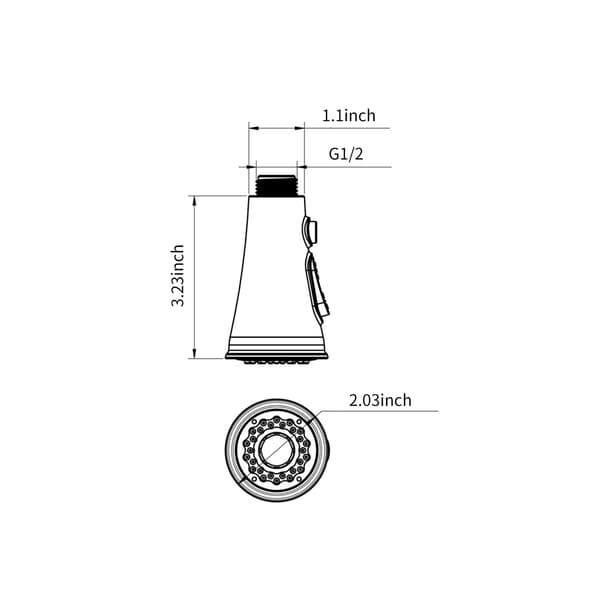 Spayer Head Sink 3 Funktioner Spray Head G1/2 Pull Out Spray Head