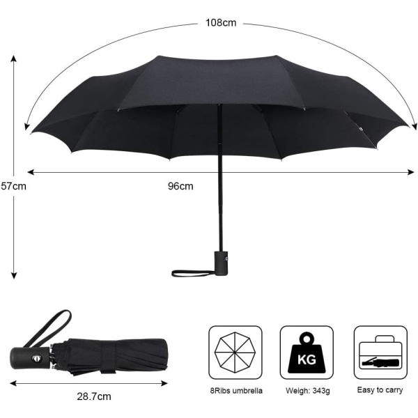 Foldbar paraply, Kompakt automatisk paraply sammenleggbar åpning og