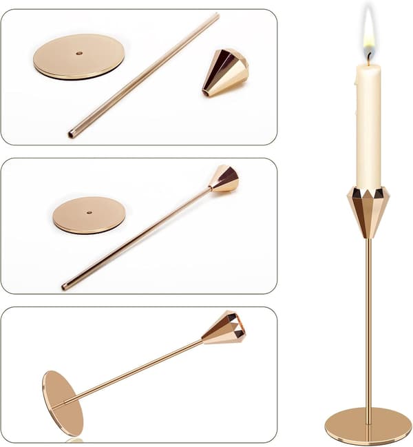 Set med 3 Diamantformede Lysestaker for Stue, Soverom
