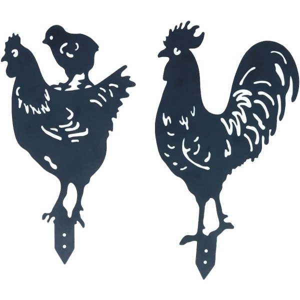 Metal Garden Hen with Animal Posts, Chicken Garden Silhouette