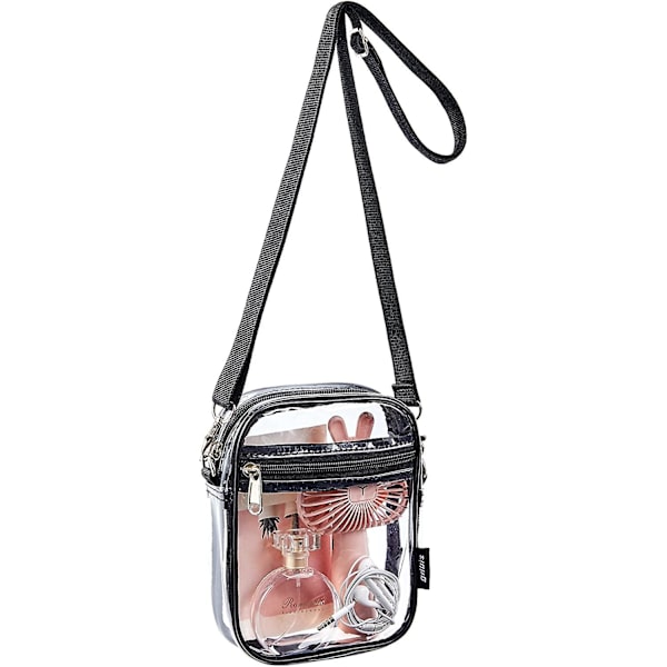 Läpinäkyvä crossbody-laukku, stadionille hyväksytty läpinäkyvä käsilaukku konsertteihin ja urheilutapahtumiin