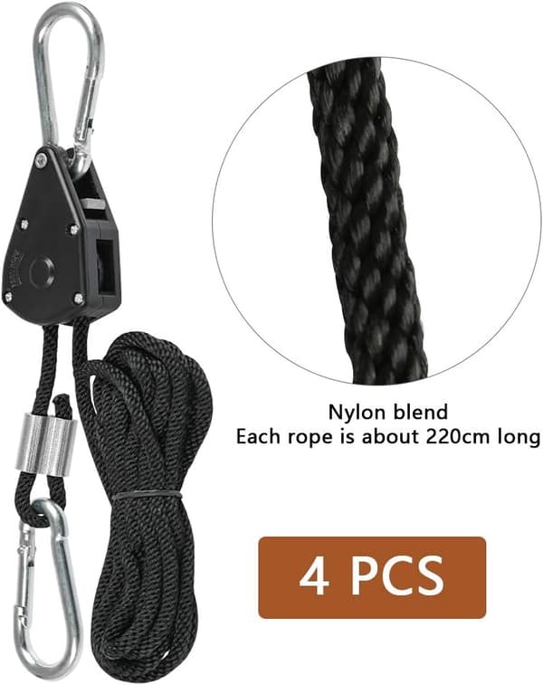 2 par, 150lb spärrhake med nylonrep, justerbar spärr