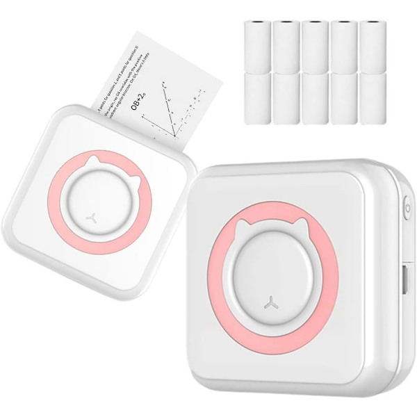 Välitön Kannettava Tarra-tulostin, Mini Tasku Tarra-tulostin Bluetooth Musteeton Lämpötulostin, Tarra-tulostin USB
