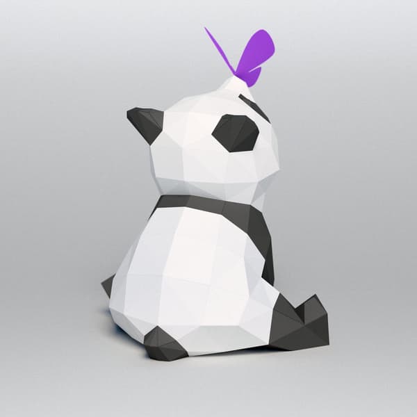 1 kpl Punainen panda leikkii perhosten kanssa 3D Geometrinen