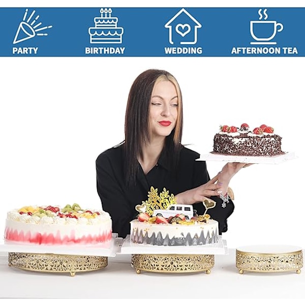 3-delad tårtställset, runt järn cupcake-ställ för bröllop