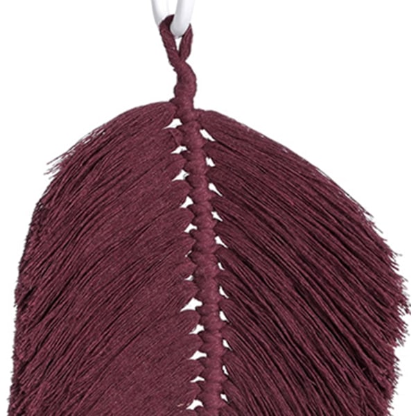 Handgjord vävd makramé väggbonad, fjädergobeläng mjuk bomulls fjäder boho chic vävd blad för sovrum vardagsrum