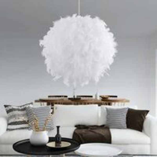 1 stk. Fjer Pendel Lampe 30 cm E27 40W Hvid