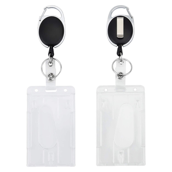 Tilbagetrækkelige Badge-Ruller - 4-delt Badgeholder med 4 Klips - ID