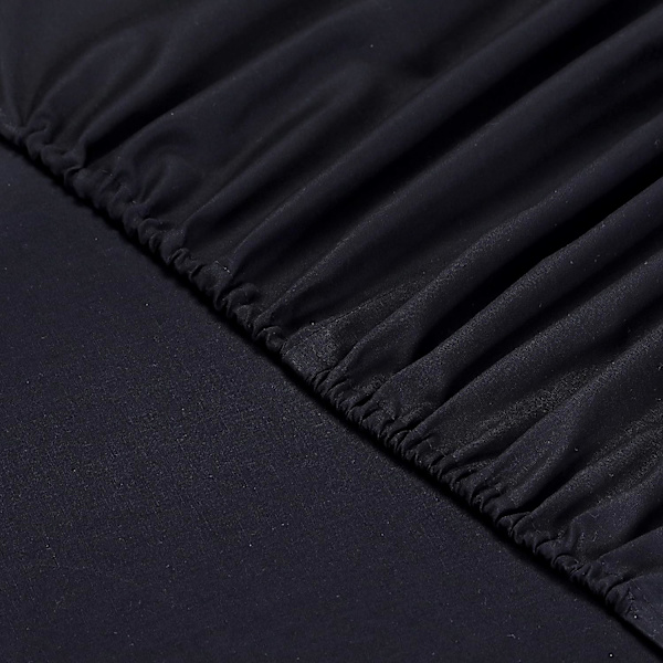 Sengesæt 140 x 200 cm - Farve: Sort 4 elastiske hjørner