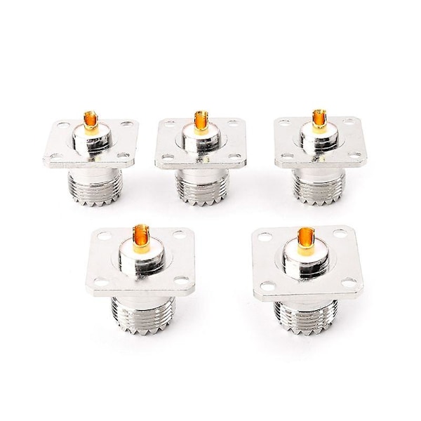 5pcs Uhf So239 Female Flange Panel Chassis Deck Mount Adapter Connector Straight