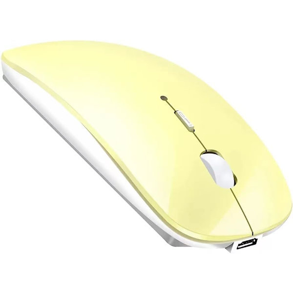 Laddningsbar Bluetooth-mus Trådlös mus för Macbook Pro Air Bluetooth Trådlös mus för bärbar dator Mac (Gul)