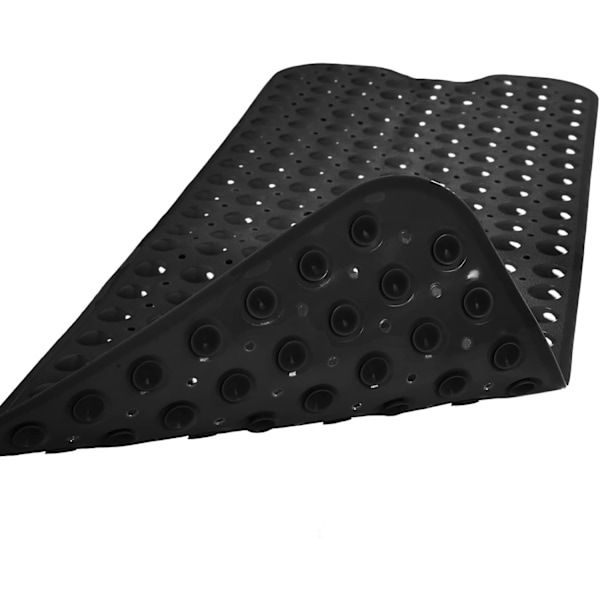 Kylpyamme- ja suihkumatto, erikoispitkä liukumaton kylpymatto 39 x 16 tuumaa, musta