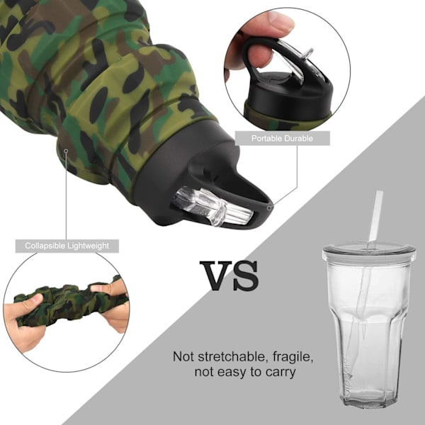 Foldbar Rejse Vandflaske 18 Oz, Genanvendelig BPA Fri Silikon Foldbar Vandflaske til Træning Camping Vandreture, Po
