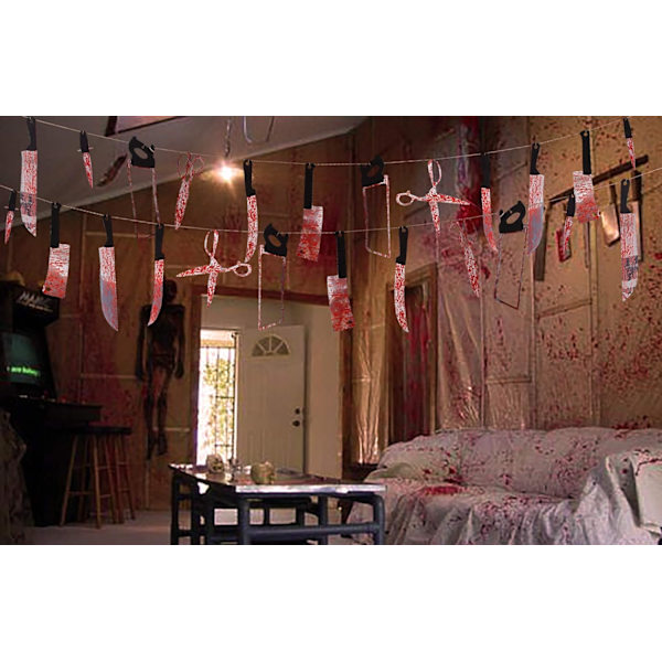 4 Set Blodiga Girlangbanderoller - Halloween Zombie Vampyr Fest
