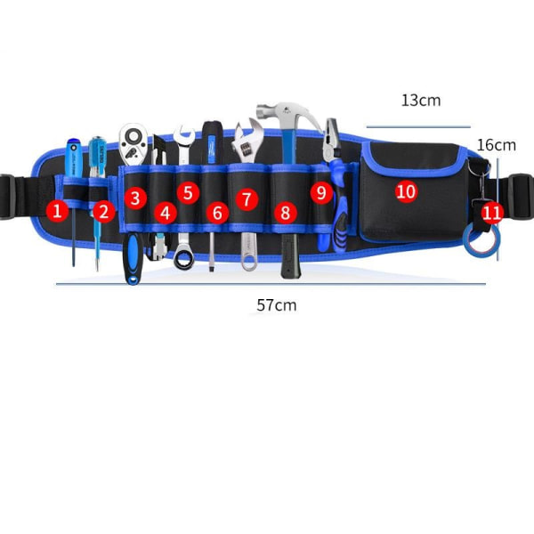 Verktygshållare, 11 Fack och Hammarehållare Tjockare Elektriker