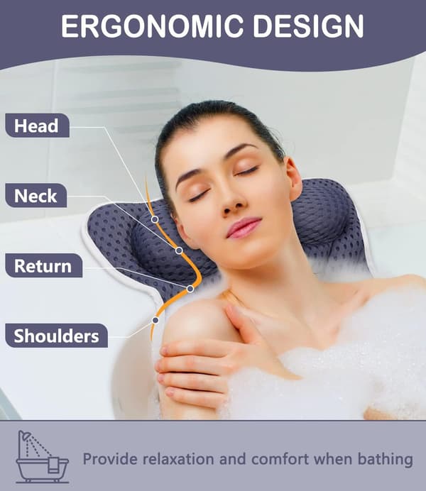 Badepude (40*40*7cm), Ergonomisk Badepude med 4D Luftnetteknologi
