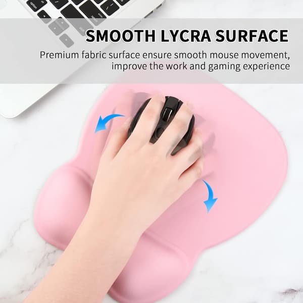 Ergonomisk musematte med gelputer - Rosa, sklisikker silikonbase
