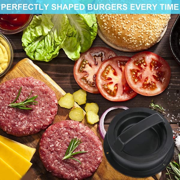 Fylld Burger Press Patty Maker Ringar Formar Kit - med 100 st Vax Hamburger Patty Papper