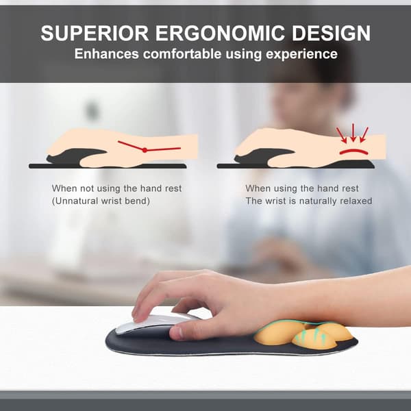 1 kattepote musematte med håndleddstøtte, bærbar ergonomisk anti
