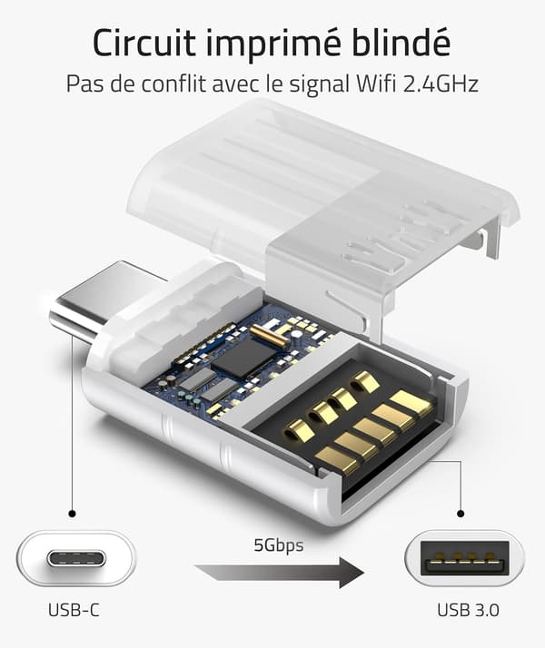 Hopea USB C - USB-sovitin 2-pakkauksessa USB C uros - USB3 naaras