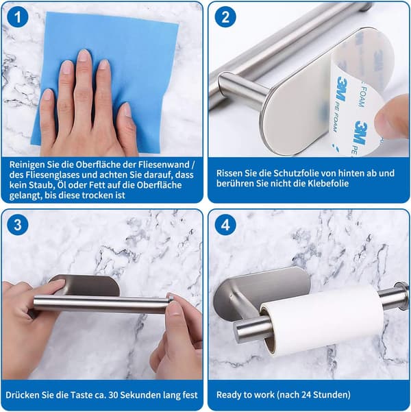 Selvklæbende Toiletpapirholder, Rustfrit Stål Toiletpapir