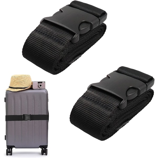 2 Pcs Luggage Suitcase Straps Set,travel Accessories Thickened Luggage Belt With Quick Release Buckle,adjustable Black Travel Luggage Straps For Suitc