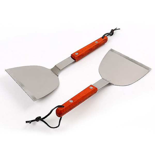 Stor rustfri stål matlagingsspade solid trehåndtak jernplate stekespade kokk kylling kotelett lommetyvspade
