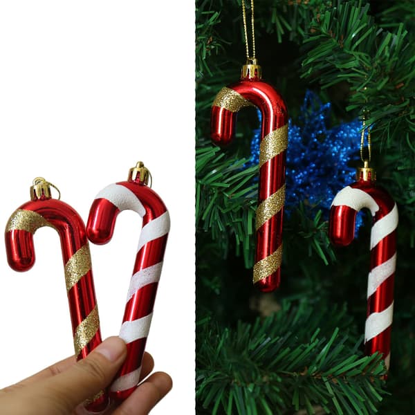 12 Julgransprydnader i form av pepparkakor, 12 cm (vit och röd)