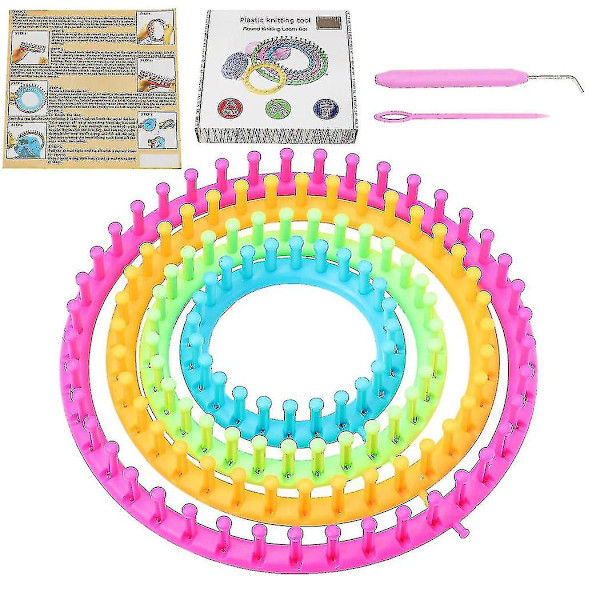 Stickningsringar Set, 4 Stickramar Med Instruktioner, Stickning