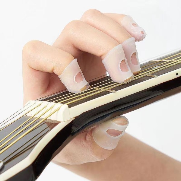 8 stycken gitarrfinger skydd i silikon, halkfria finger skydd för