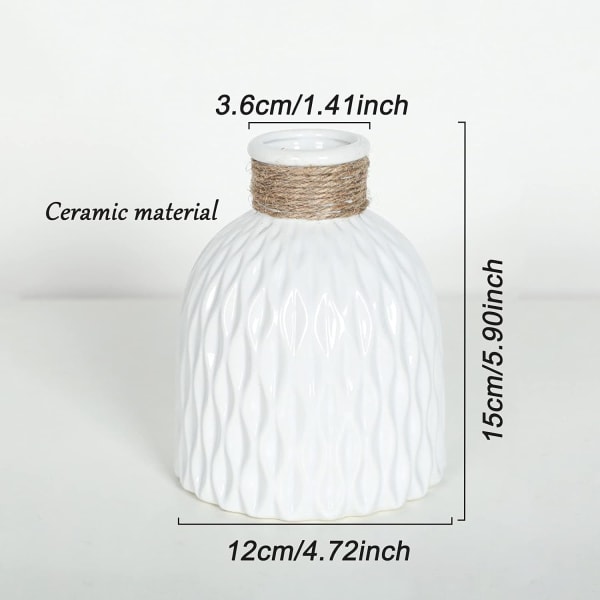 White Ceramic Plastic Vases For Flowers With Rope Vase Table