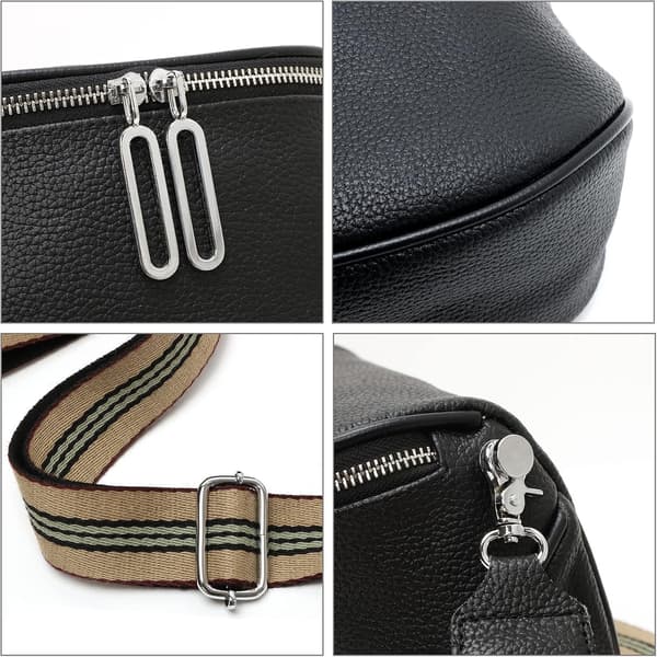 Bæltetaske Crossbody Tasker Til Kvinder Ægte Læder (Sort)