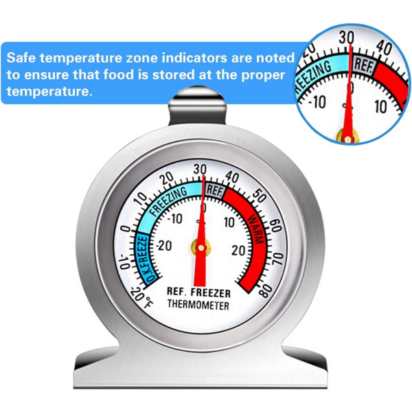 6 stk. Store Dial Rustfrit Stål Temperatur Køleskabstermometer