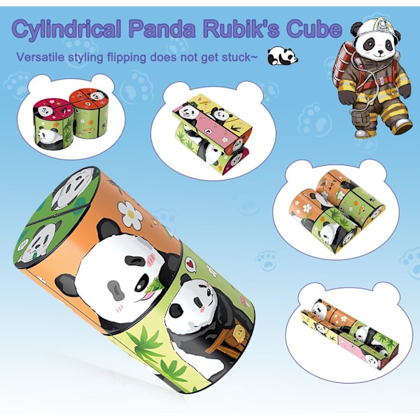 3-pack söta panda magiska kuber, 3D Infinity Star Cube Magnet Fidget Toy, pusselkuber för barn och vuxna