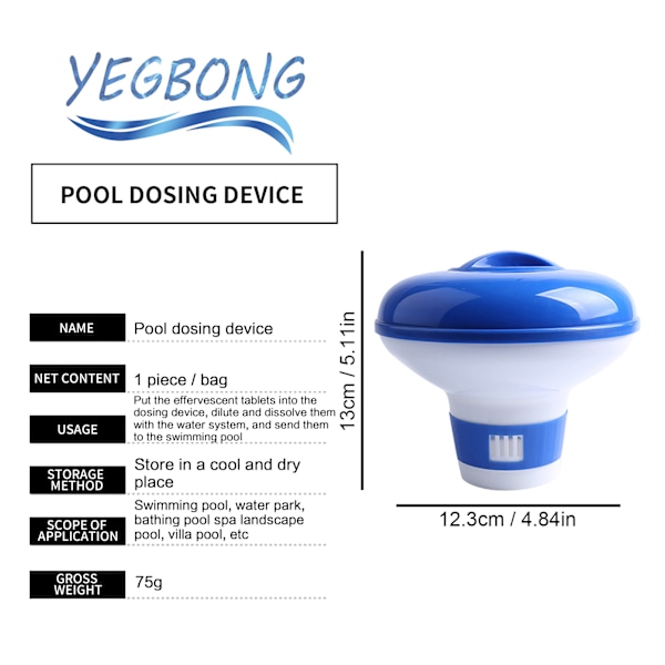 1 stk. Swimmingpool Dispenser Flydende Effervescent Tabletter
