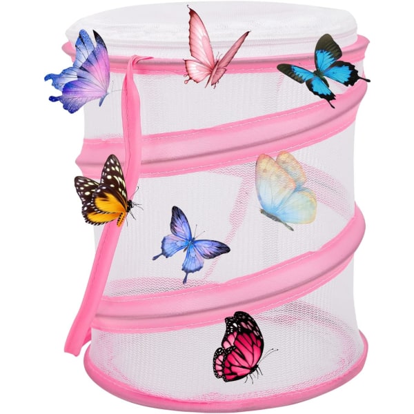 Fjärilsbur 17*15cm Rosa Nät Fjärilsbur Pop-up Design