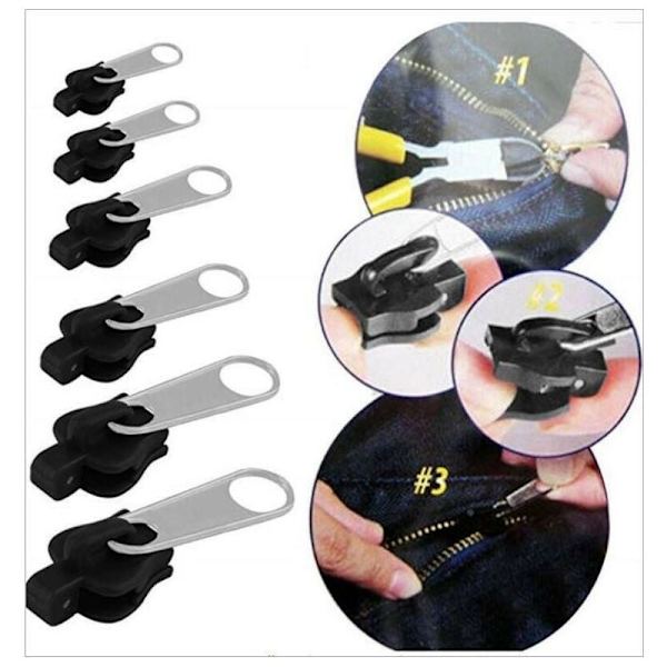 Zip Slider Reparation Instant Kit, Instant Dragkedja Set, Fix Dragkedja Avtagbar Räddning Ersättning Pack, Instant Dragkedja Set för Coats Jacka, Bagage, Ryggsäckar (6 st)