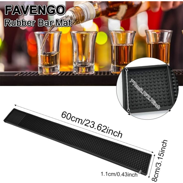 1 stk. Gummibarmatte 60 * 8cm Holdbar Skridsikker Cocktailmatte