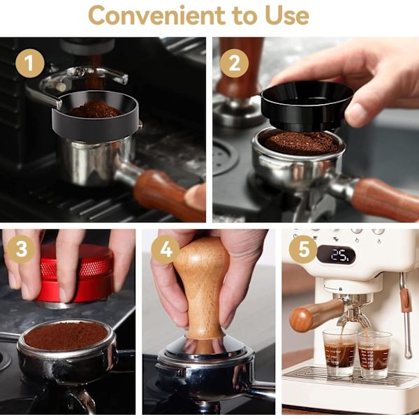 1 stk Sort 58mm Espresso Doseringstragt Kaffe Dosering Ring til