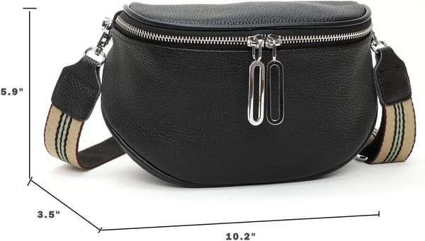Bæltetaske Crossbody Tasker Til Kvinder Ægte Læder (Sort)