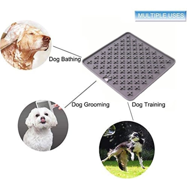 1 st grå silikon slickplatta för husdjur hund slickplatta valp