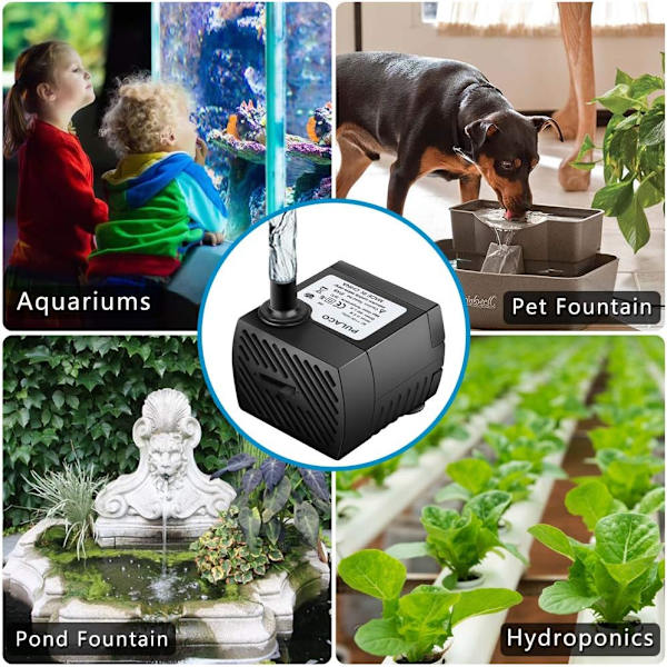 80GPH 5W mini nedsænkbar vandpumpe til akvarium, dam,
