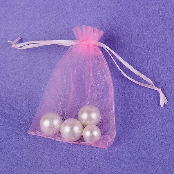 100 stk. 10 * 12 cm Bryllupspunge Organza Gaveposer Rose Gaveposer Smykker Lavendelposer Med Bånd Til Julefester Fødselsdag
