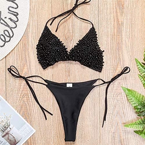 Perle bikini badetøj (sort, M bryst 80 - 88cm) Kvinder Bikini