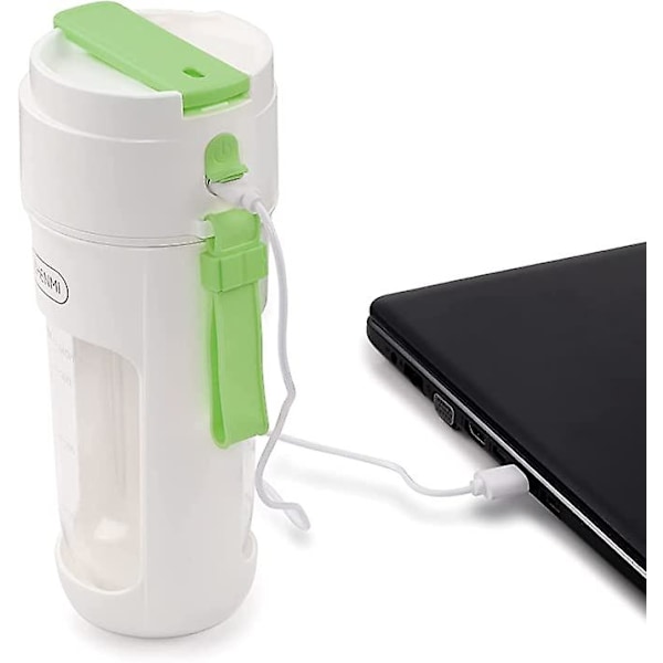 USB-laddningsbar bärbar juicermixer för shakes och smoothies fruktmixer lökhackare rostfri hackare 340 ml 55 W (grön)