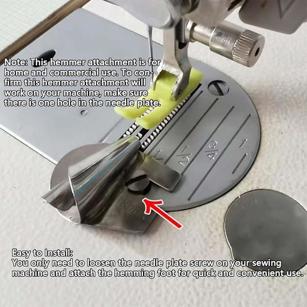 Universal symaskinsfotset för rullad fåll, symaskinsfot för fållning, 3-10 mm rullad fålltryckfot sömguide 6 st 3-8 mm